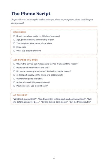 The Phone Script fill-in page